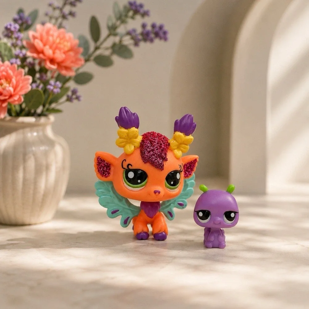 Littlest Pet Shop LPS 2012 #2616 #2617 Glistening Garden Honeysuckle Fairy Snail